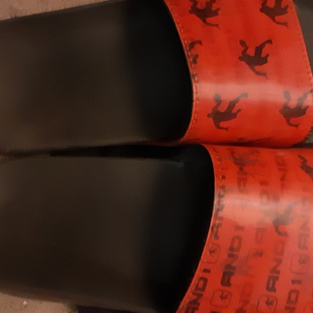 RED AND BLACK AND 1 SLIPPERS